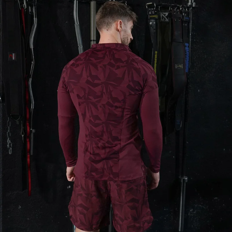 Evolve Running Top 2.0 - Burgundy Print Laid