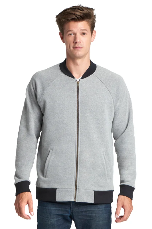 Next Level Mens PCH Bomber Fleece Full Zip Jacket - Heather Grey - Closeout Casual Men's Japanese 