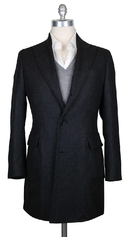 Luigi Borrelli Dark Gray Coat Polished Men's Satin