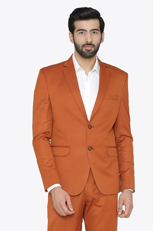 Polyester Cotton Orange Blazer Street