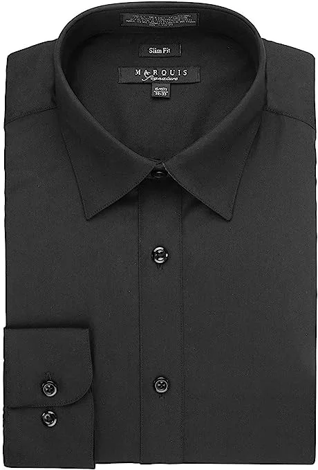 Marquis 009SL Dress Shirt Slim Fit Black Relaxed Men's Beach