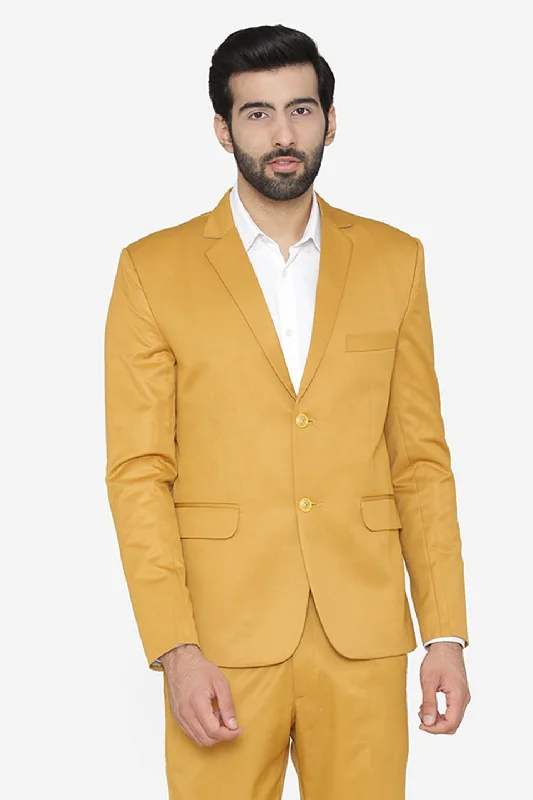 Polyester Cotton Brown Blazer Laid