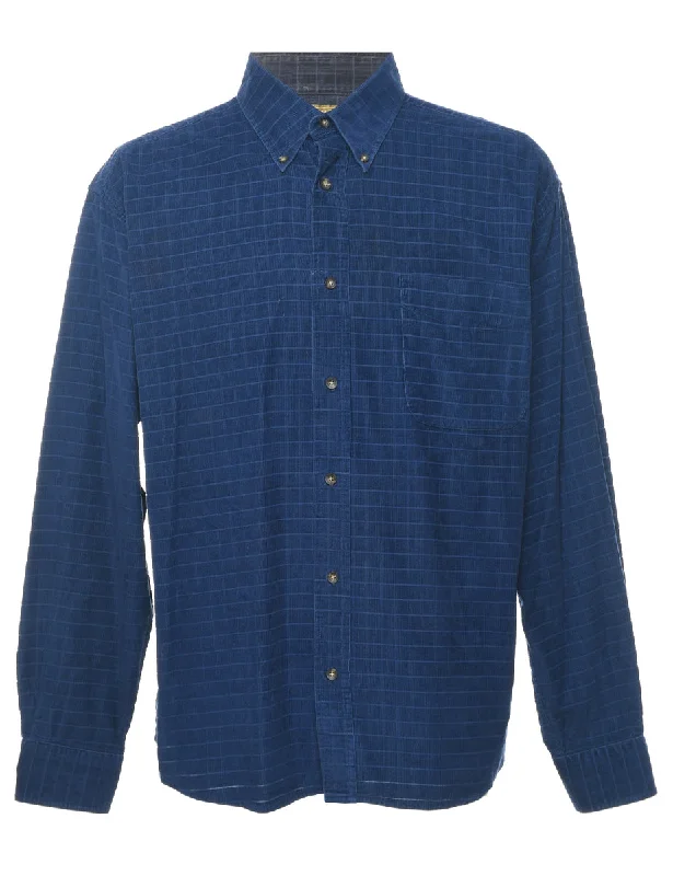 Navy Corduroy Checked Shirt - XL Masculine Men's 