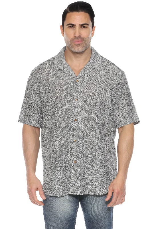 Casual Cable Knit Button Up Shirt Relaxed Men's Beach