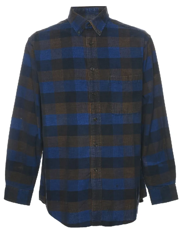 Corduroy Checked Shirt - M Polished Men's Satin