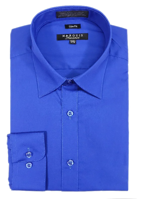 Marquis 009SL Dress Shirt Slim Fit Saphire Blue Sporty Men's Athleisure 