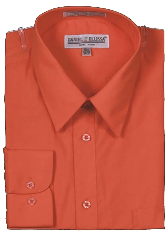 Men's Basic Dress Shirt  with Convertible Cuff -Color Orange Trendy Men's Bucket