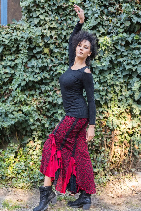 Flamenco Skirt- Red Black Vic w/Lace Vacation