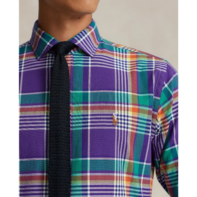 Oxford Shirt - Check - Purple, Green Multi Refined Men's European