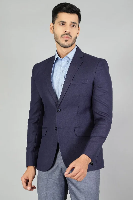 Polyester Cotton Plain Blue Blazer British Gentleman Style