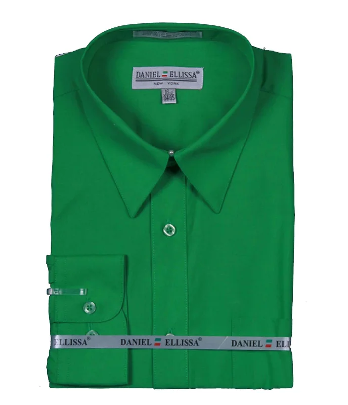 Men's Basic Dress Shirt  with Convertible Cuff -Color Classic Green Casual Men's Loose