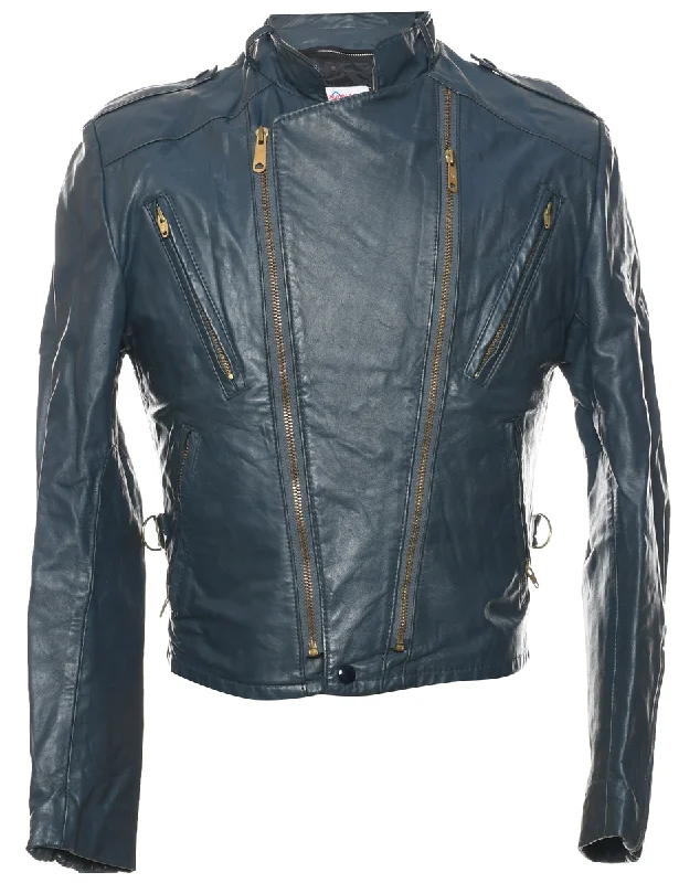 Biker Style Leather Jacket - S Practical Men's Multi