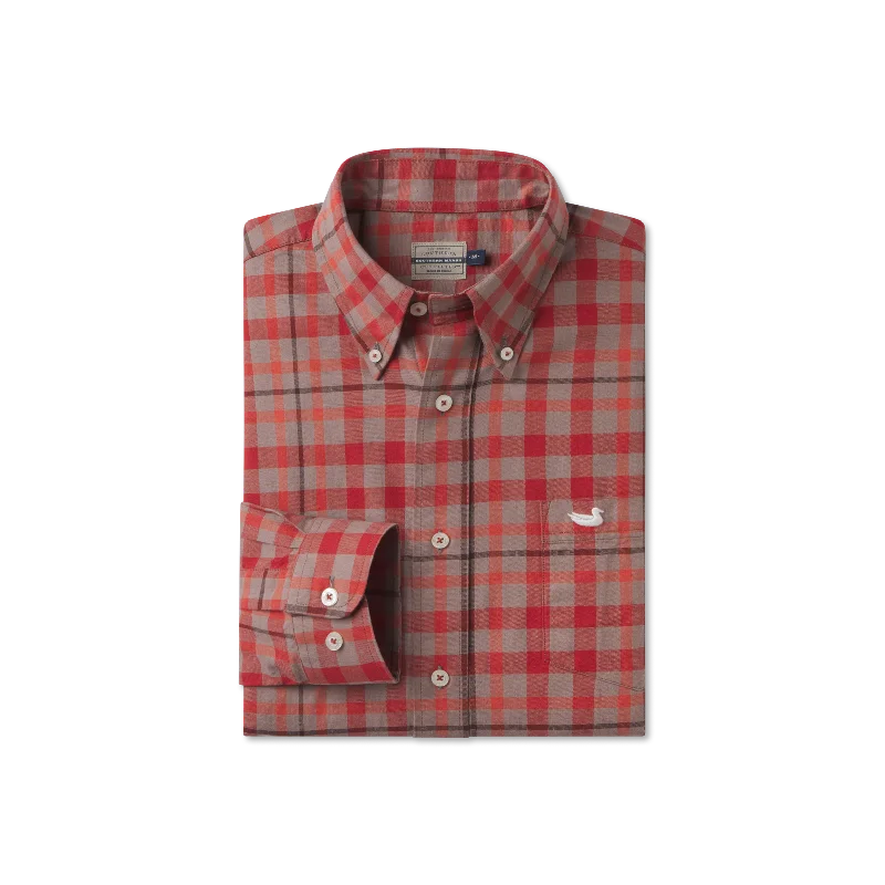 Boundary Washed Plaid Dress Shirt Traditional Men's Country