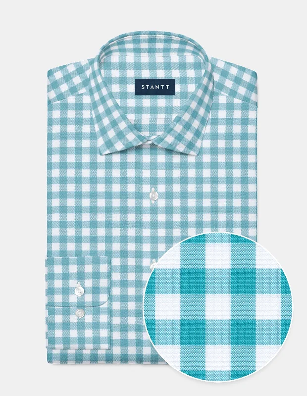 Turquoise Gingham Oxford Tough Men's Tactical