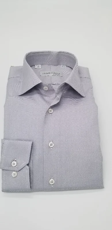 Contemporary Fit Twill Dress Shirt R051 Grey Unique Men's Patch