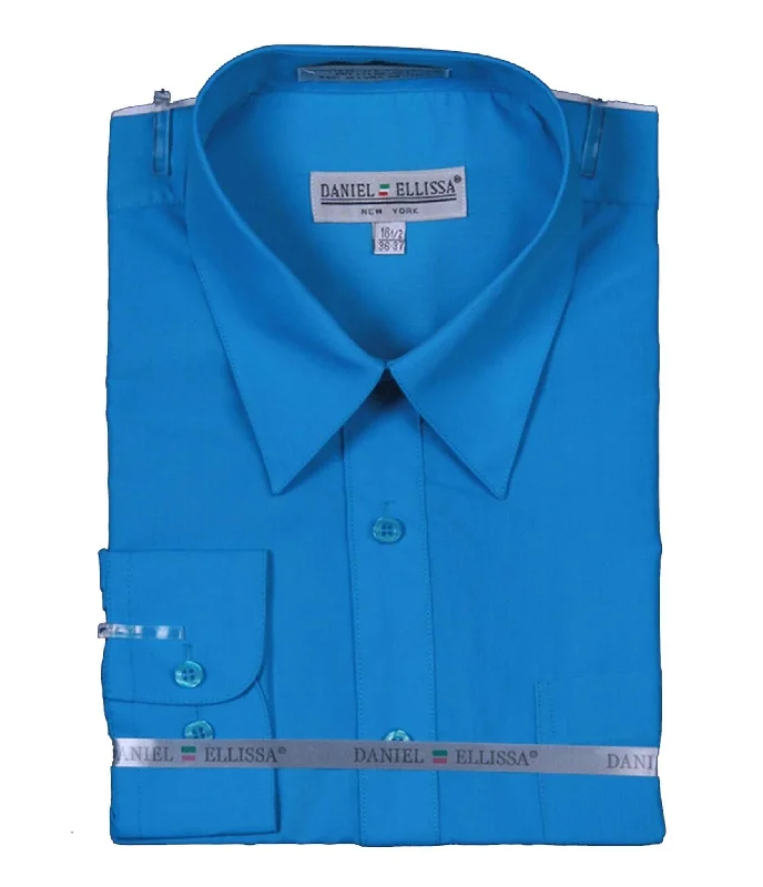 Men's Basic Dress Shirt  with Convertible Cuff -Turquoise Artistic Men's Avant