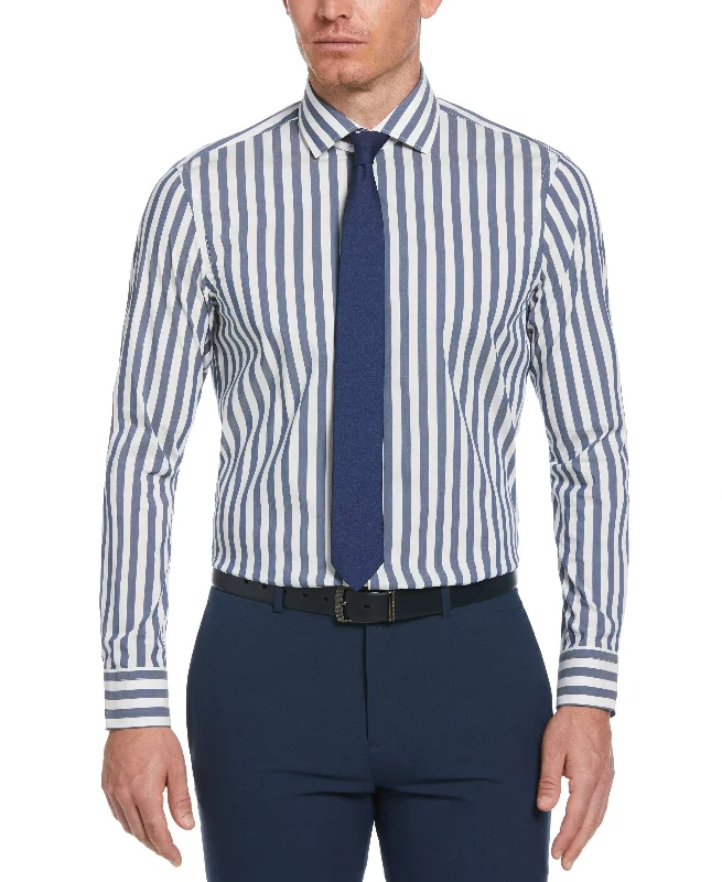 Slim Fit Bold Striped Print Dress Shirt Refined Men's Classic 