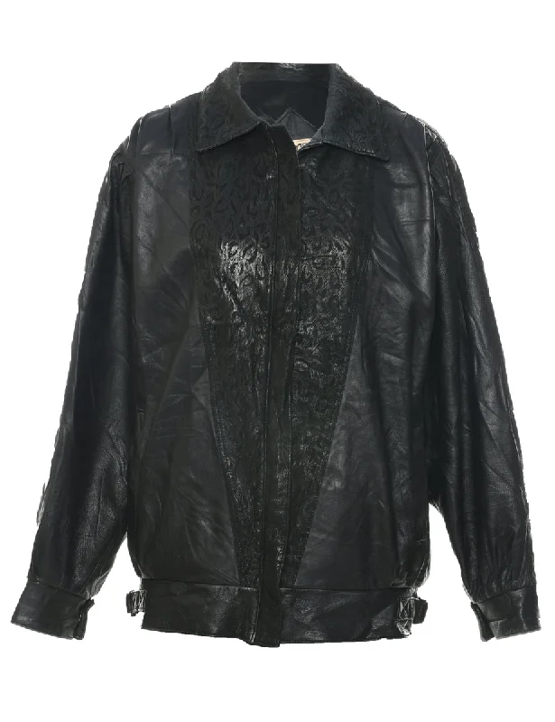 Black Leather Jacket - XL Beach