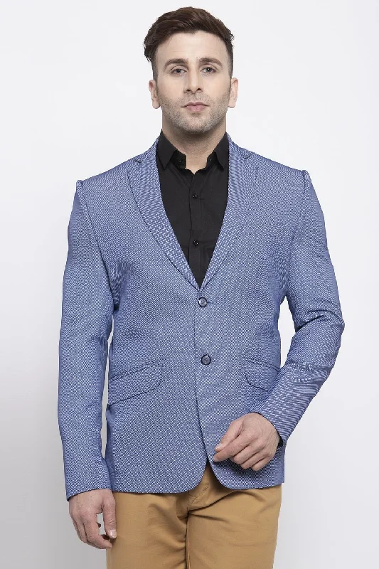 Polyester Cotton Blue Blazer Confident Men's High