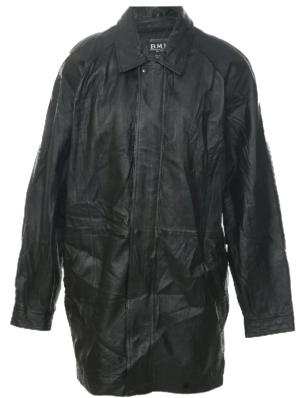 Black Leather Jacket - L Monochromatic All