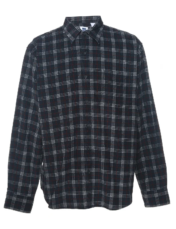 Gap Corduroy Checked Navy & White Shirt - L Modern Men's Geometric