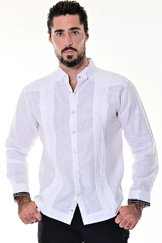 Men's Tuxedo Style Guayabera 100% Linen w/Cuff Insert & Pin-Tucked Panels | BOHIO MLG1686 Modern Men's 