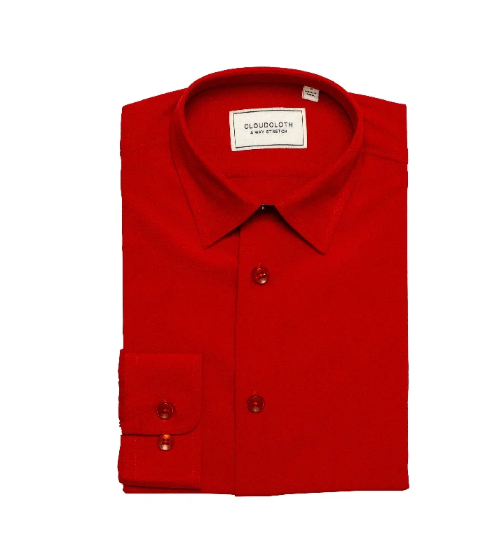 MSH9801 Red 4Way Stretch Shirt. Available in 17 Colors! Traditional Men's Wool