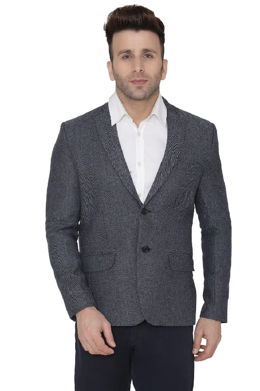 Tweed Blue Blazer Bohemian Men's Free