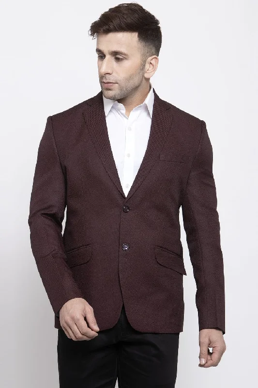 Polyester Cotton Dark Brown Blazer Relaxed Men's Beach