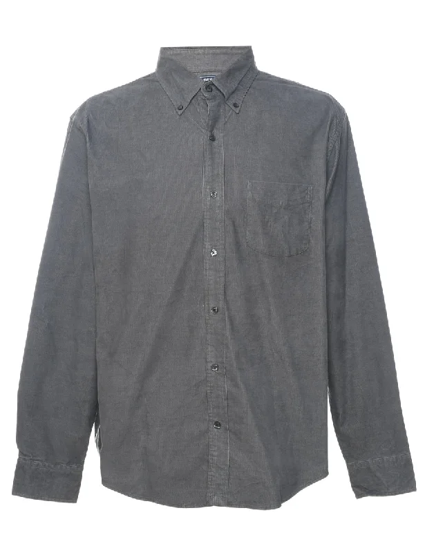 Grey Corduroy Shirt - L Elegant Men's Formal 