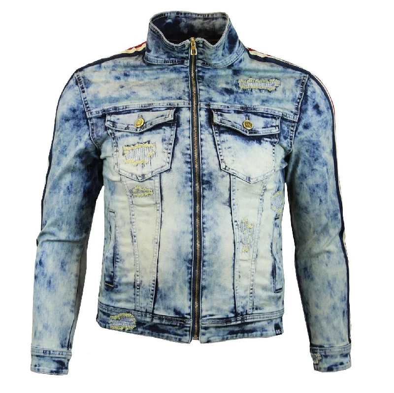 M1092 Denim Jacket With Side Taping - Vintage Wash Cool Men's Distressed