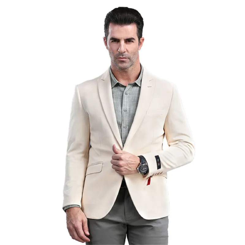 Moonlit Mode Collection: Tan Solid Color Skinny Fit Blazer Casual Men's Japanese 