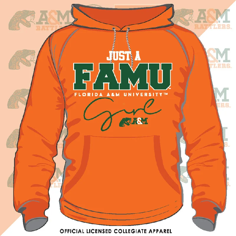 FAMU | JUST A GIRL Orange Unisex Hoodie (**) Cozy Men's Winter