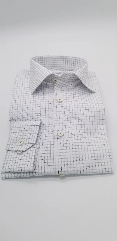 Contemporary Fit Grey Check Dress shirt Christian Paul by sidonio's S426 Refined Men's European