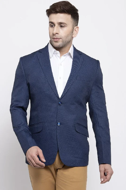 Polyester Cotton Blue Blazer Dapper Men's Bow