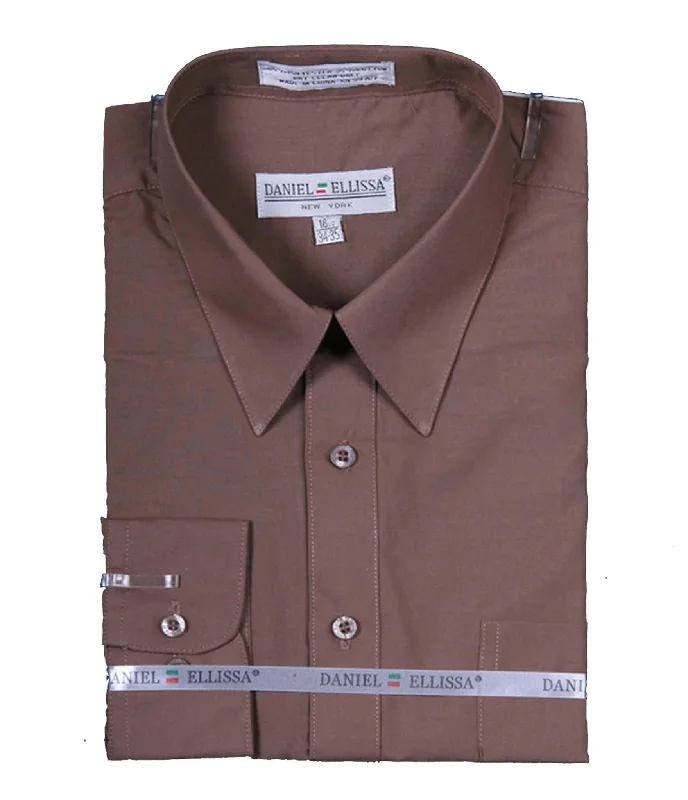 Men's Basic Dress Shirt  with Convertible Cuff -Color Taupe Cool Men's Skate