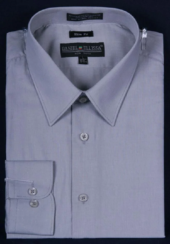 Men's Slim Fit Dress Shirt Color Gray Vacation