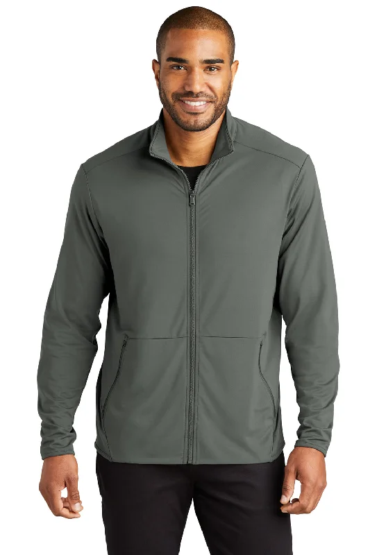 Port Authority Mens Accord Stretch Fleece Moisture Wicking Full Zip Jacket - Pewter Grey Bold Men's Statement