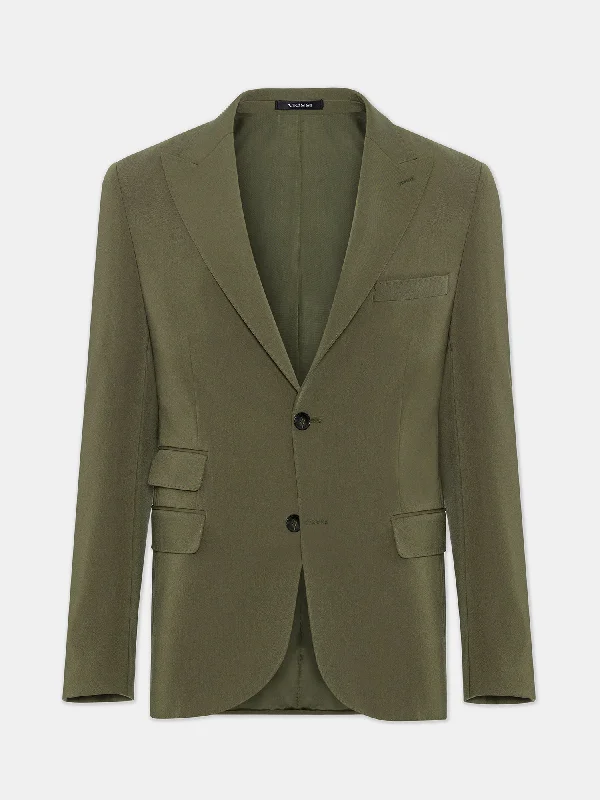 Donazi Khaki Single Breasted Blazer Monochromatic All