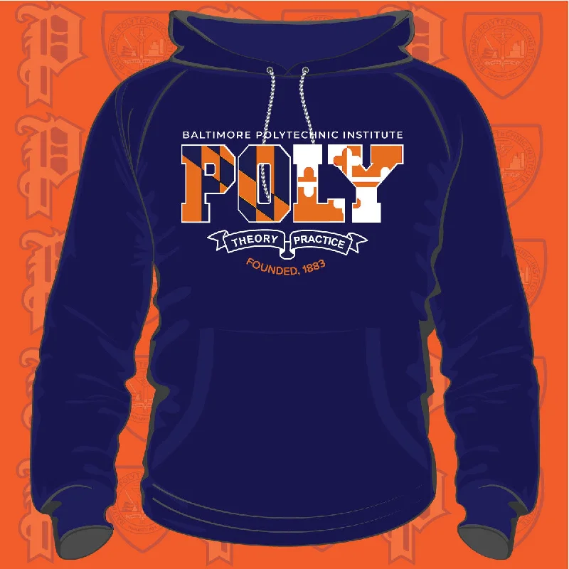 Baltimore Polytechnic Institute | POLY FLAG COLOR Navy Unisex Hoodie -DK- Tough Men's Military