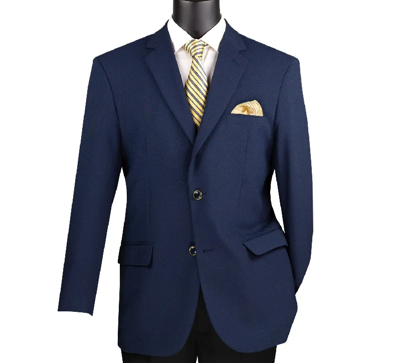 Conrad Collection: Navy Solid Color Single Breasted Regular Fit Blazer Dapper Men's Bow