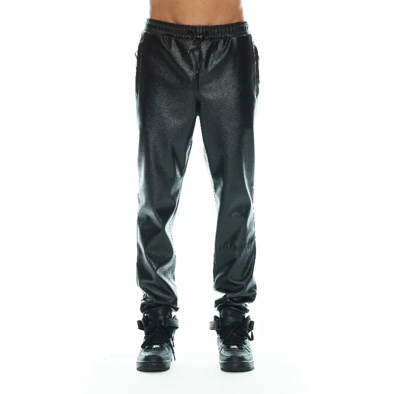 Faux Leather Jogger In Black Athletic Men's High