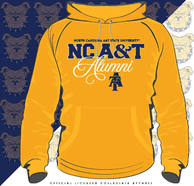 NC A&T AGGIES | Fancy Alumni  GOLD Hoodies Unisex (Z) Dynamic Men's High