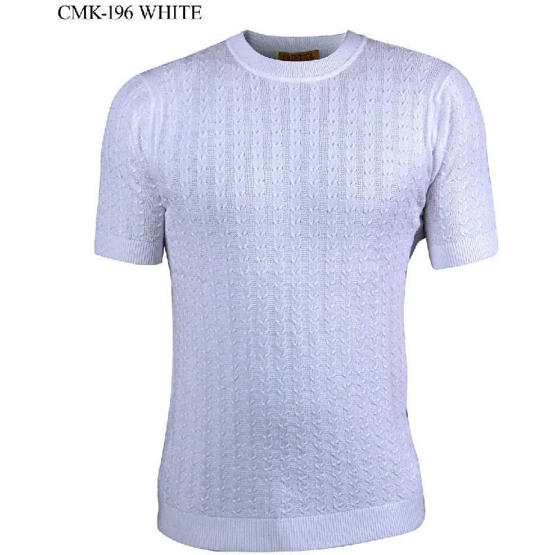 Prestige White Luxury Knit Greek Print Shirt CMK-196-WHITE Practical Men's Quick