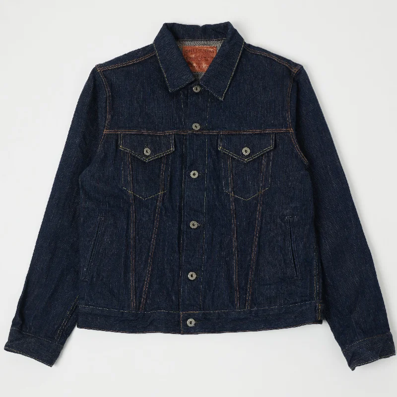 ONI 02525P-SHM 'Kiwami' Semi Hand Made 16oz Type III Denim Jacket - Rinsed Dynamic Men's Moto