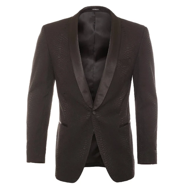 Ash All Black Snake Skin Tuxedo Blazer Practical Men's Quick