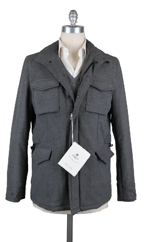 Luigi Borrelli Gray Peacoat Preppy Men's College