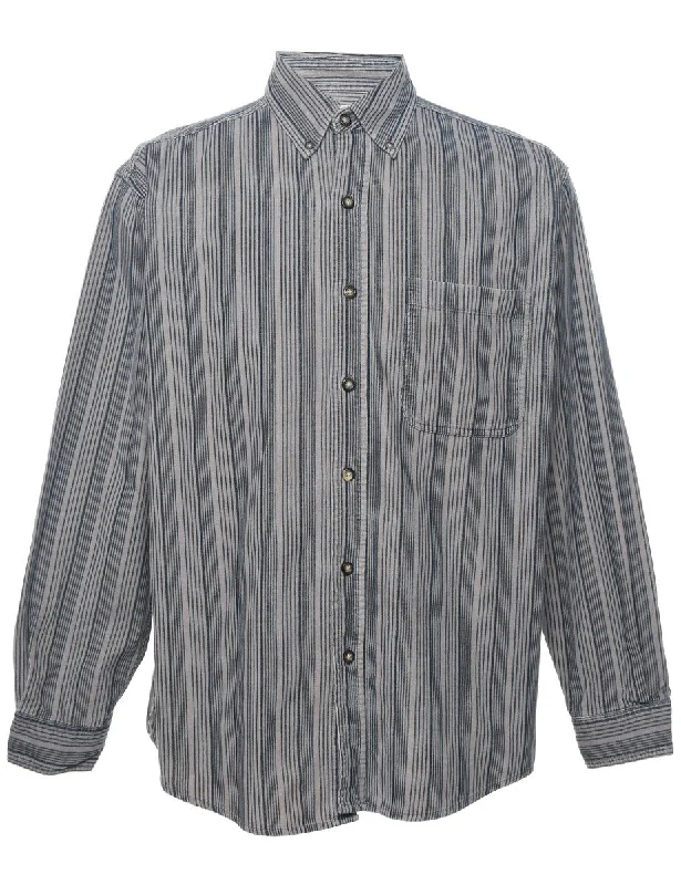 Corduroy Striped Shirt - M Monochromatic Office Style