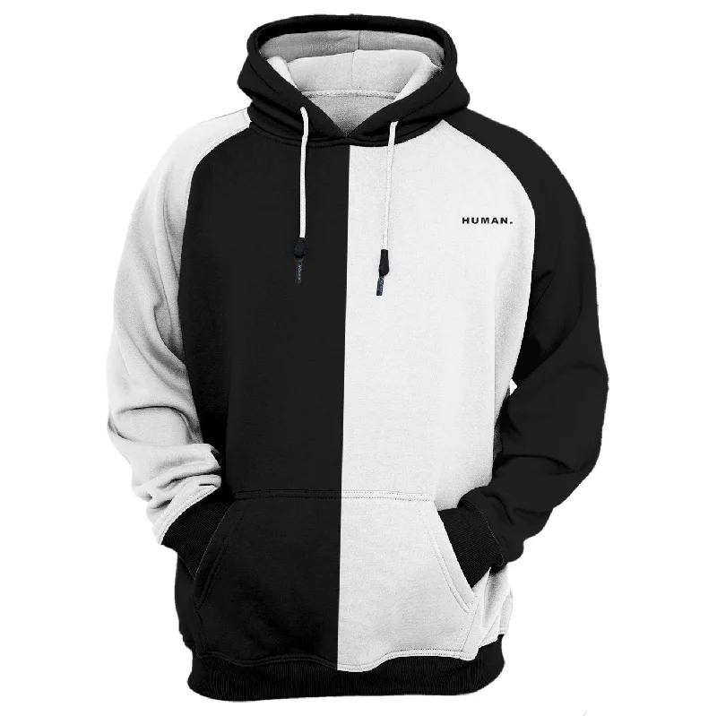 White & Black Hoodie Polished Men's Silk