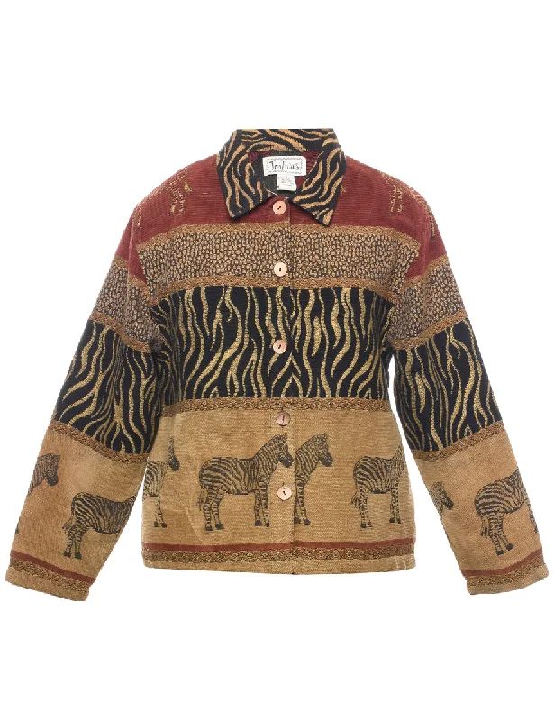 Animal Print Tapestry Jacket - S Vintage Men's 1970S Disco